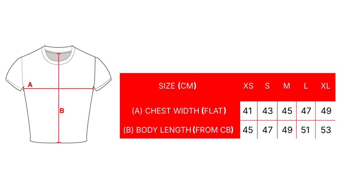 BENZENE X CENDRILLON TEE size chart