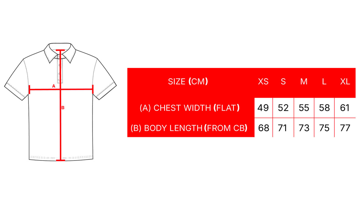 RACING POLO size chart