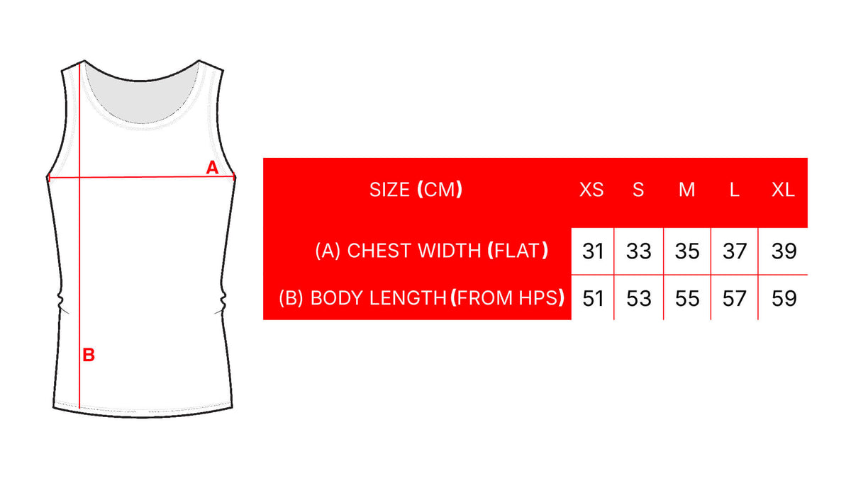 CLASSIC CROP TANK size chart