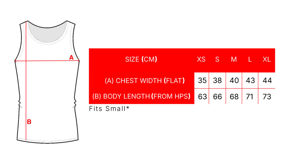 RACING RED TANK size chart
