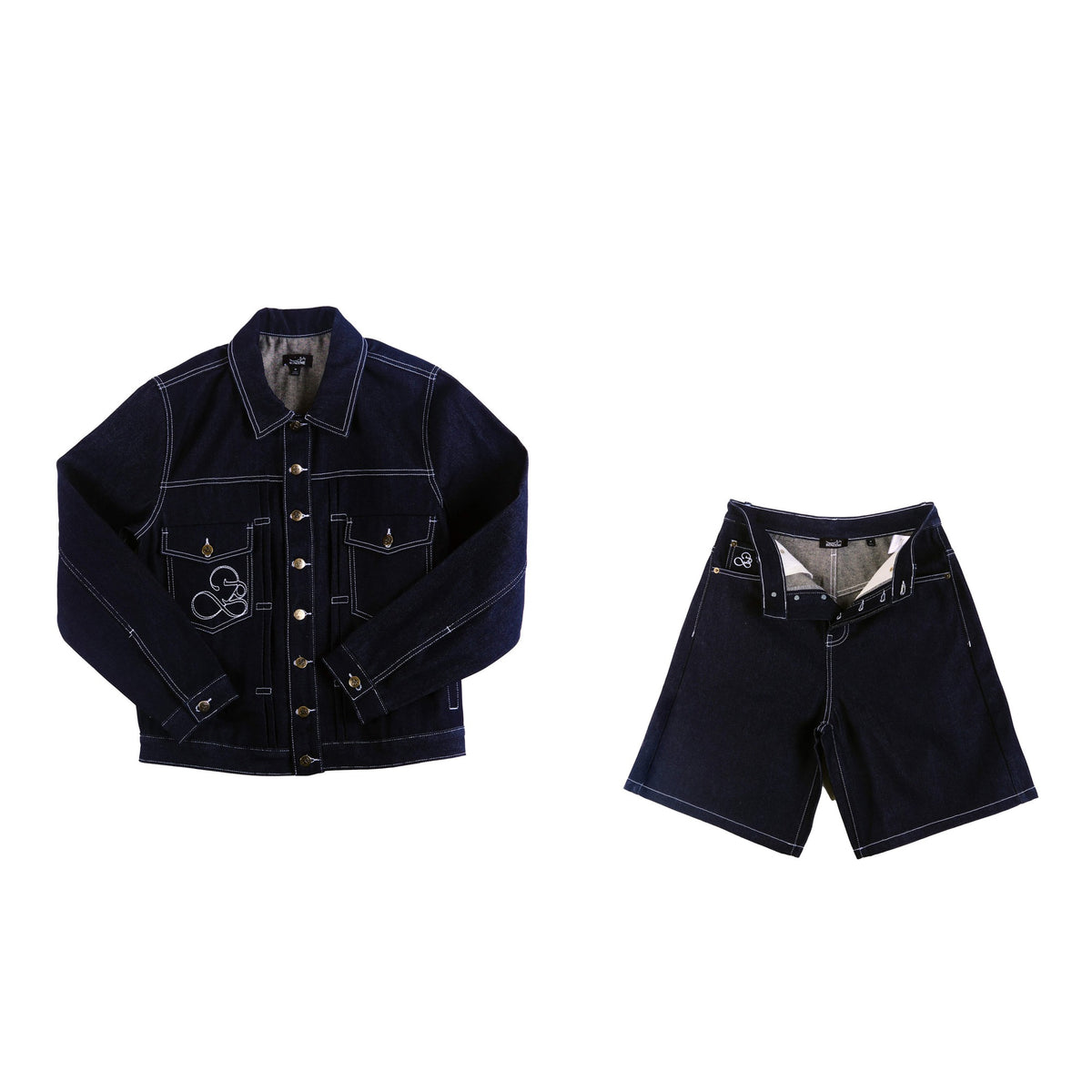 the denim bundle - Cafe Selvedge jacket + baggy jorts